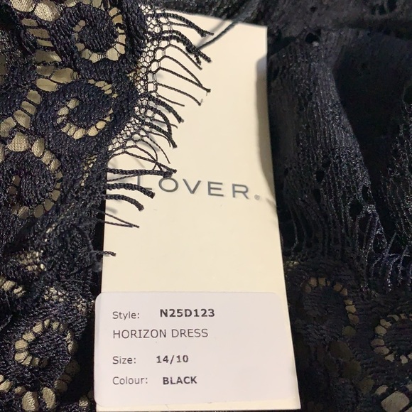 NWT. LOVER Black Lace Horizon Lace Dress with Visible Ecru Lining. Size 10. - Picture 9 of 12